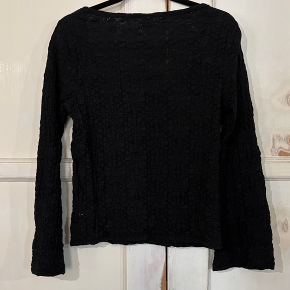 Old Navy Black Textured Long Sleeve Top - Picture 5 of 6